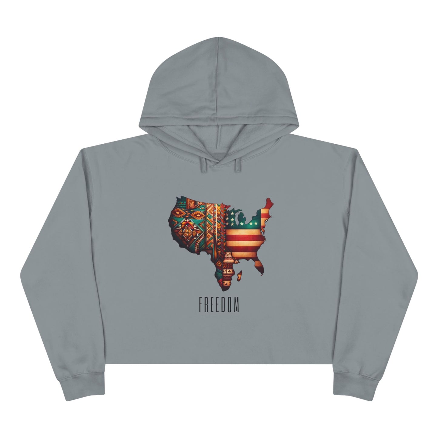 Freedom Crop Hoodie - Retro Design, Stylish Streetwear, Perfect for Casual Outfits, Gifts for Her.