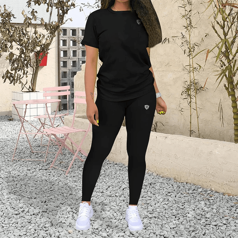 Women's Casual T-shirt+pants 2-piece Sets Printed 2025 Summer New Fashion Sports Fitness Jogging Set Conjunto Elegante Mujer