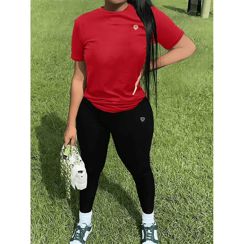 Women's Casual T-shirt+pants 2-piece Sets Printed 2025 Summer New Fashion Sports Fitness Jogging Set Conjunto Elegante Mujer