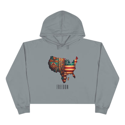Freedom Crop Hoodie - Retro Design, Stylish Streetwear, Perfect for Casual Outfits, Gifts for Her.