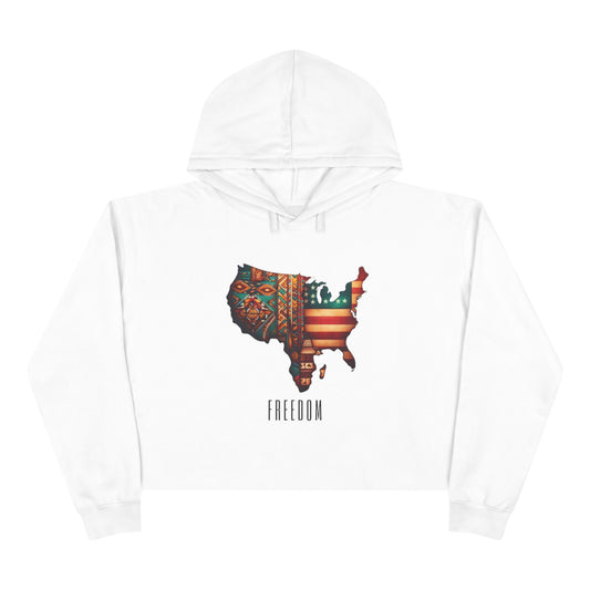 Freedom Crop Hoodie - Retro Design, Stylish Streetwear, Perfect for Casual Outfits, Gifts for Her.